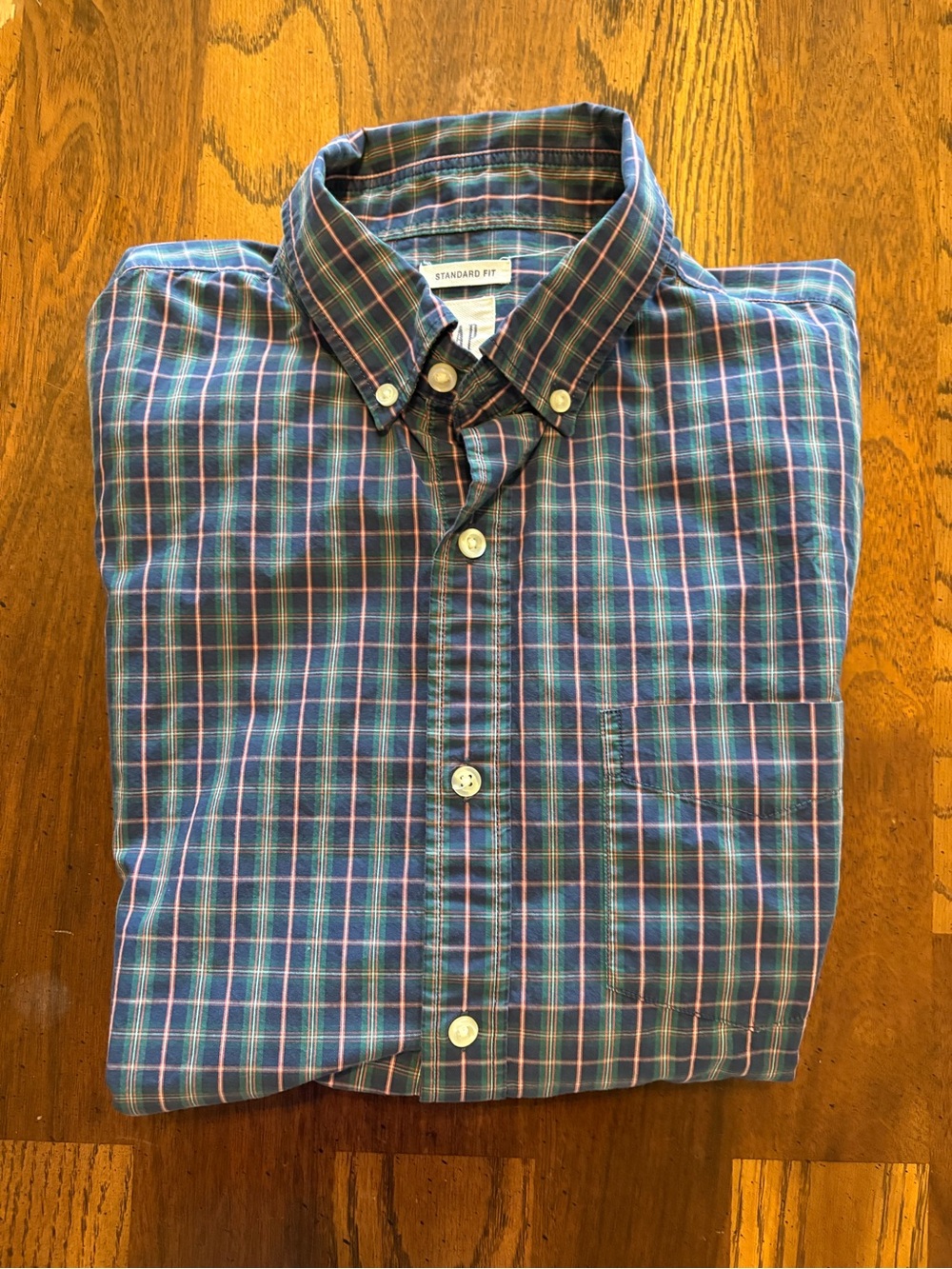 GAP Blue and Green Plaid Button-Down Shirt